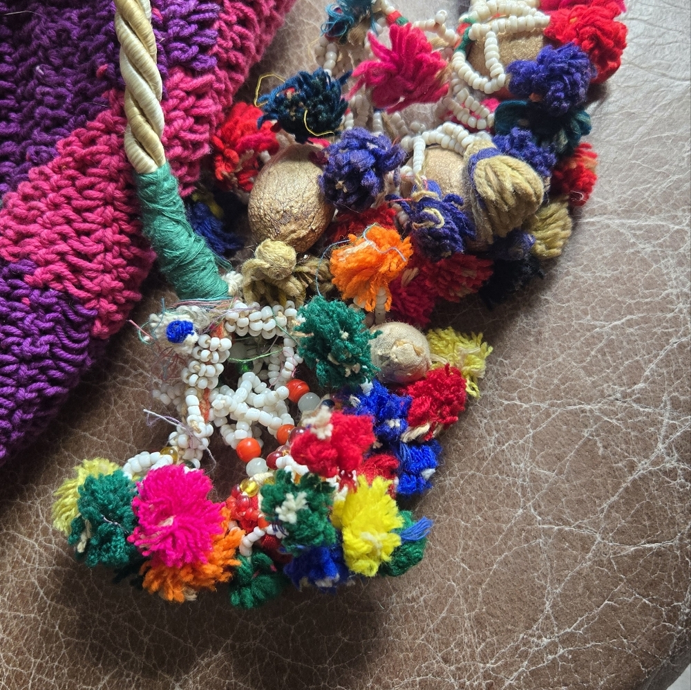 NEW Large Colorful Crocheted Bag - Picture 4 of 6